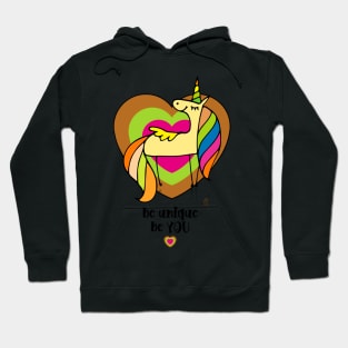 Be Unique, be You, Beautiful Unicorn With Herts Hoodie